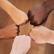 © Meeko Media - Circle of diverse hands, fists in circle, different skin colours unity teamwork