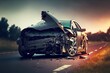broken broken car body car accident on road, created with generative ai