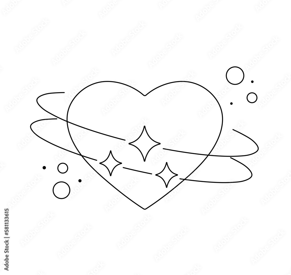 Vector isolated heart stars and bubbles composition colorless black and ...