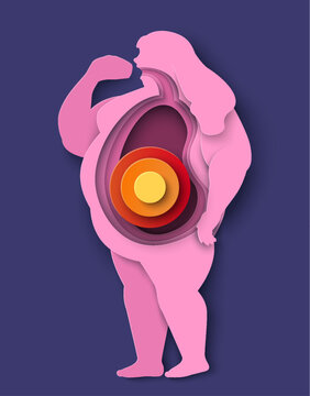 Fototapete - Fat people icon vector woman stomach problem