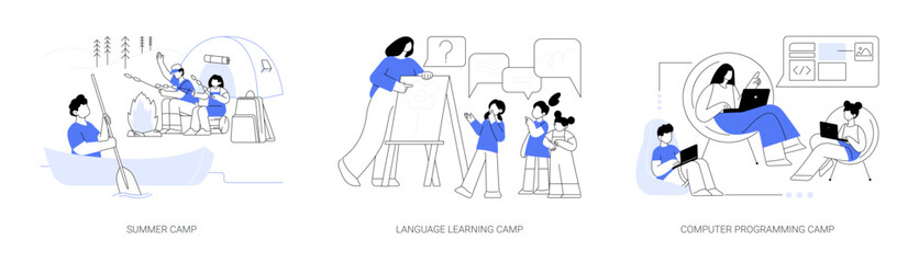 Summer camp abstract concept vector illustrations.