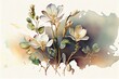 Watercolor Illustration of a Light Fragile Flowers. Generative AI
