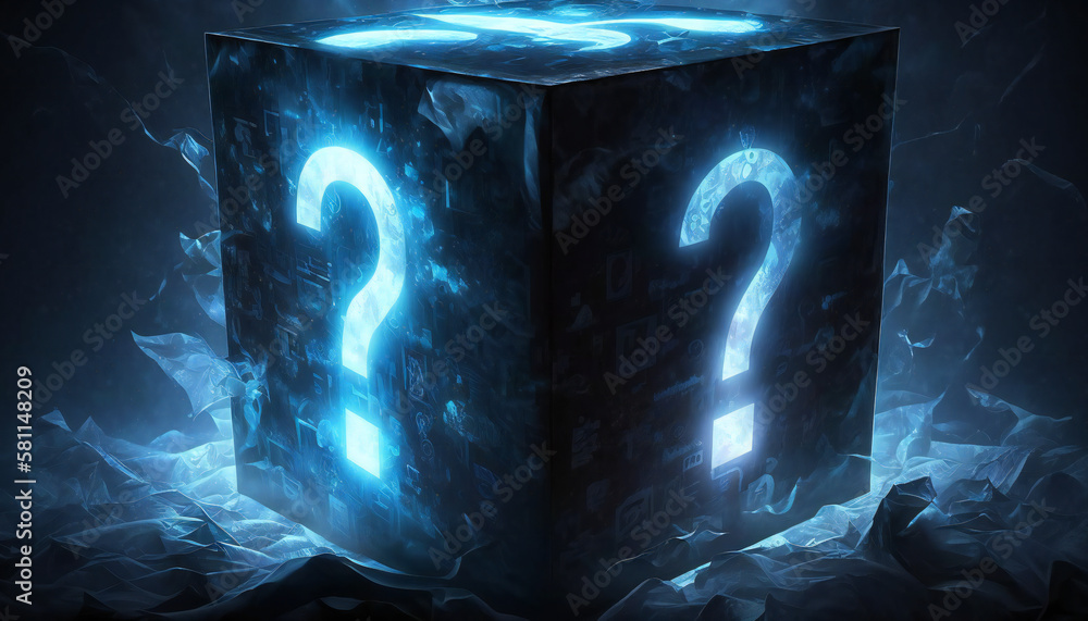 Abstract Mystery gift box with question mark - Mystery Box - Generative ...