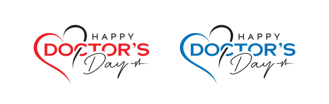 world, international, or national happy doctor's day flat vector logo design, love with doctors day 