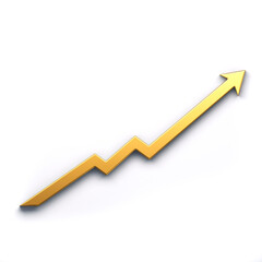 Wall Mural - Graph Arrow of Improvement icon golden color. 3D Render Illustration