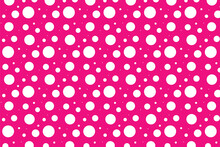 Abstract Small And Big White Polka Dot On Pink Background Pattern.