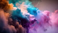  A Colorful Cloud Of Smoke Is Shown In This Image Of A Rainbow Colored Smoke Cloud In The Air With A Black Background And A Black Background.  Generative Ai