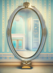 Wall Mural - Generative AI:  Magic mirror in a fantasy room