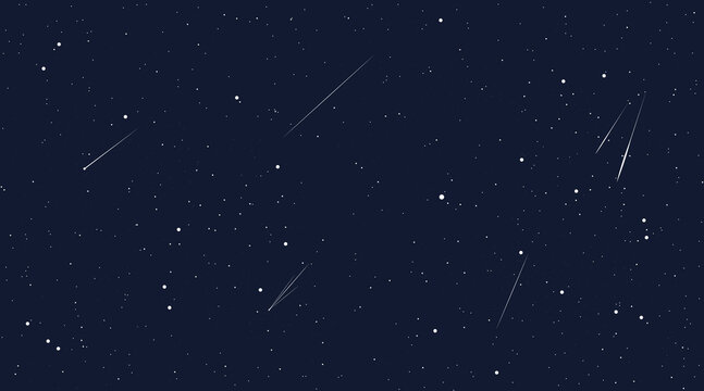 starry space seamless pattern horizontal vector background. cosmos, night sky with flying asteroids 