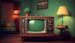 © serperm73 - Old fashioned vintage retro design room with retro tv. Abstract illustration.
