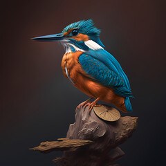 Poster - King Fisher at Rain Forest. Generative AI