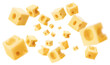 Flying cheese cubes cut out