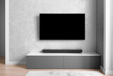 Fototapeta Koty - Modern living-room with TV and hifi equipment Sound bar