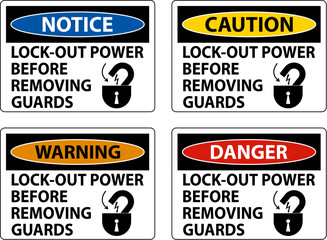 Wall Mural - Danger Lock-Out Power Label On White Background