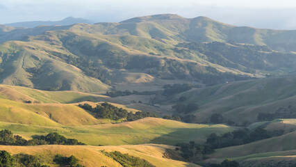 Canvas Print - San Simeon and Cambrian Rolling Hills landscape near Cambria along Highway 1 in Coastal Southern California 
