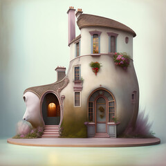 Wall Mural - Generative AI:  fantasy house in a boot for fairy tale