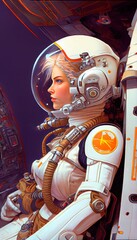 Wall Mural - portrt of an astronaut in a spacesuit. high-tech astronaut from the future. generative ai art.