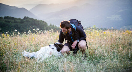 Wall Mural - man in nature with his dog