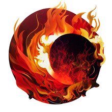 The Element Of Fire, Fire Elemental Element Abstract Symbolic Idea Of Fire Firey Flaming Flame Color Palette In Reds, Oranges, Black, Logo Circle Design Element Color Scheme (generative AI, AI) 
