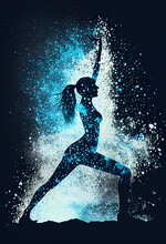 Silhouette Of A Dancer, Neon Particles, Generative Ai