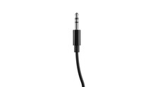 Silver 3.5mm mini jack plug with black cable isolated on transparent background. Audio concept. 3D render