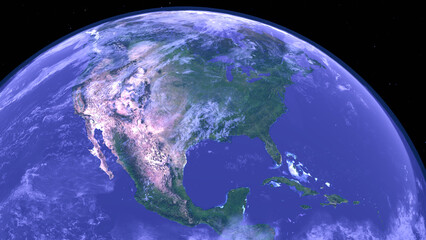 Wall Mural - The earth focused on america continent rotating in the so many stars blink universe. Elements of this image furnished by NASA