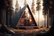A frame house in the woods. Generative AI