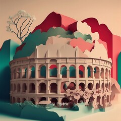 Canvas Print - Paper art Coliseum