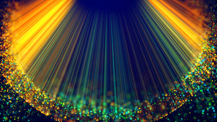 Wall Mural - magic multicolored sparkles of light with rays form flickering abstract simple structures like fiber