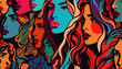 women seamless colorful pattern background