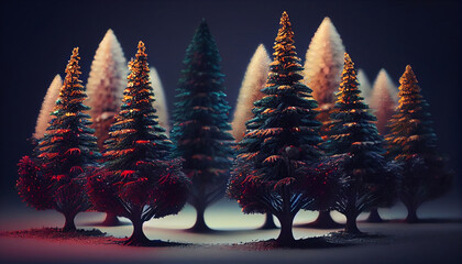 Wall Mural - Fir trees in the snow.generative ai