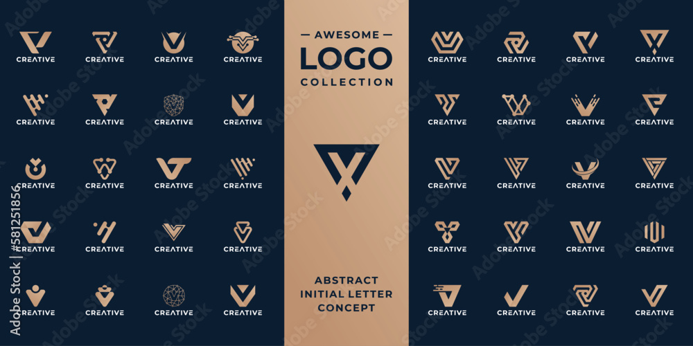 Mega collection initial V logo design idea. Stock Vector | Adobe Stock