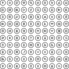Sticker - 100 app icons set. Outline illustration of 100 app icons vector set isolated on white background