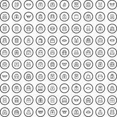 Wall Mural - 100 bag icons set. Outline illustration of 100 bag icons vector set isolated on white background