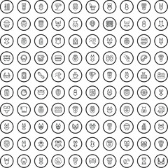 Sticker - 100 bikini icons set. Outline illustration of 100 bikini icons vector set isolated on white background
