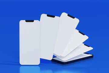 Wall Mural - Empty screen floating from smartphone screen, promote website app e-commerce mobile application, 3D rendering.