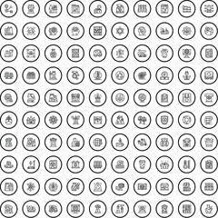 Poster - 100 climate icons set. Outline illustration of 100 climate icons vector set isolated on white background