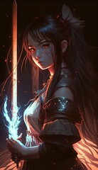 Wall Mural - Fantasy Anime Girl, Generative AI