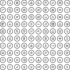 Sticker - 100 cyber security icons set. Outline illustration of 100 cyber security icons vector set isolated on white background