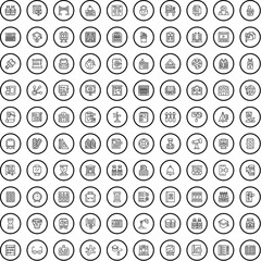 Sticker - 100 education icons set. Outline illustration of 100 education icons vector set isolated on white background