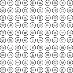 Wall Mural - 100 emission icons set. Outline illustration of 100 emission icons vector set isolated on white background