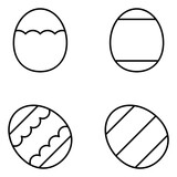 Fototapeta Dinusie - Easter Egg Vector Line Icons