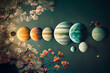 The planets aligned in Spring concept illustration