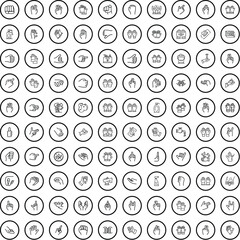 Sticker - 100 hand icons set. Outline illustration of 100 hand icons vector set isolated on white background
