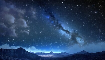 Wall Mural - Night sky with stars and clouds. Space art background. Dreaming of stars surreal illustration wallpaper. Generative AI.