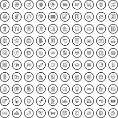 Sticker - 100 medicine icons set. Outline illustration of 100 medicine icons vector set isolated on white background