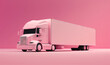 Pink truck mock up on pink background.  Image created with generative ai.
