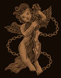 illustration cupit angel holding a demon knife