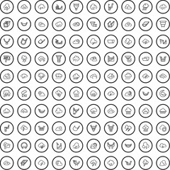 Wall Mural - 100 rain icons set. outline illustration of 100 rain icons vector set isolated on white background