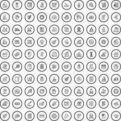 Wall Mural - 100 research icons set. outline illustration of 100 research icons vector set isolated on white back